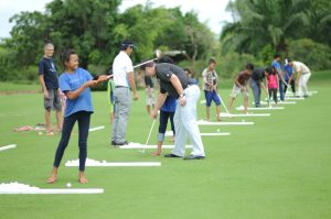 Local youngsters participated in a grass-roots clinic.