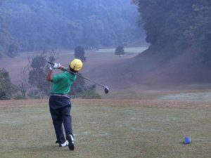 Binod teeing-off.