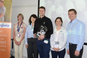 Nick Paris won the prize of a digital microscope with his image of rust spores taken using the electron microscope.