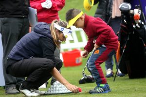 Nicole Garcia with one of the attendees at the Junior Clinic.