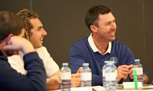 Mark Harkness and Mentor Justin Bradbury  share a light-hearted moment 