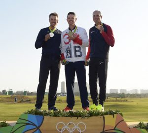 Henrik Stenson, Justin Rose and Matt Kuchar on the podium.