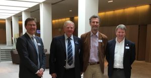 Delivering the Sustainability and Golf Sessions at the EGA Annual Meeting were (from left) Jonathan Smith of GEO; the EGA’s Colin Wood; Richard Holland from the WWF; and The R&A’s Steve Isaac.