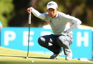 Phachara lines up a putt en route to the final of the ISPS Handa World Super 6 Perth. Picture by Paul Kane/Getty Images