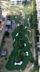 Roof top view of the putting course at M3M